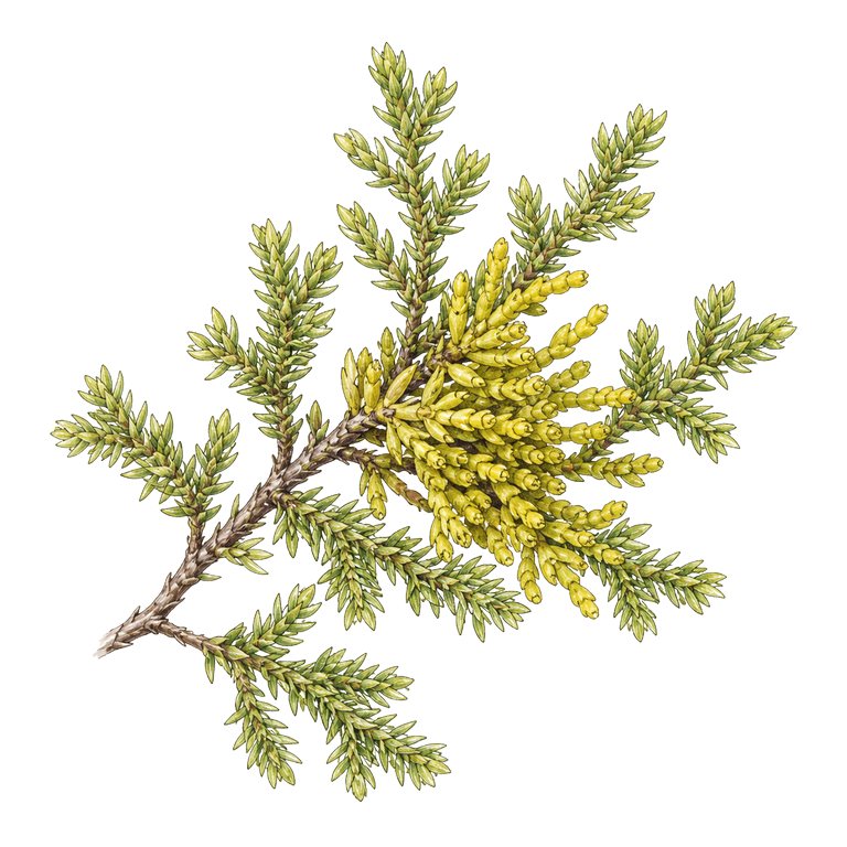 Illustration of a single Azores endemic — Arceuthobium azoricum (Arceuthobium azoricum) for the Azores species directory