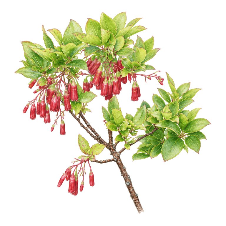 Illustration of a single Azorean blueberry (Vaccinium cylindraceum) for the Azores species directory
