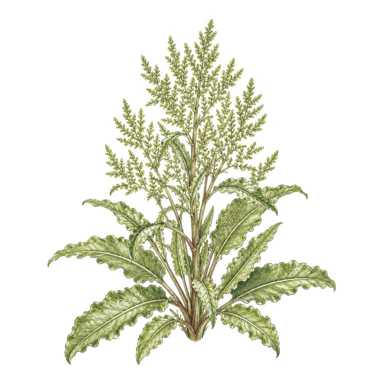 Illustration of a single Azorean dock (Rumex azoricus) for the Azores species directory