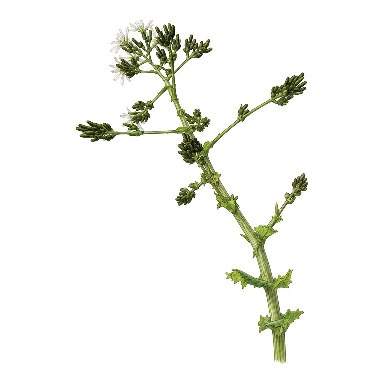 Illustration of a single Azorean lettuce (Lactuca watsoniana) for the Azores species directory