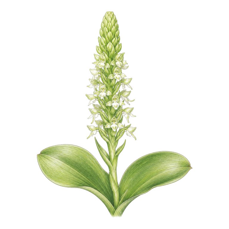 Illustration of a single Azores butterfly orchid (Platanthera micrantha) for the Azores species directory