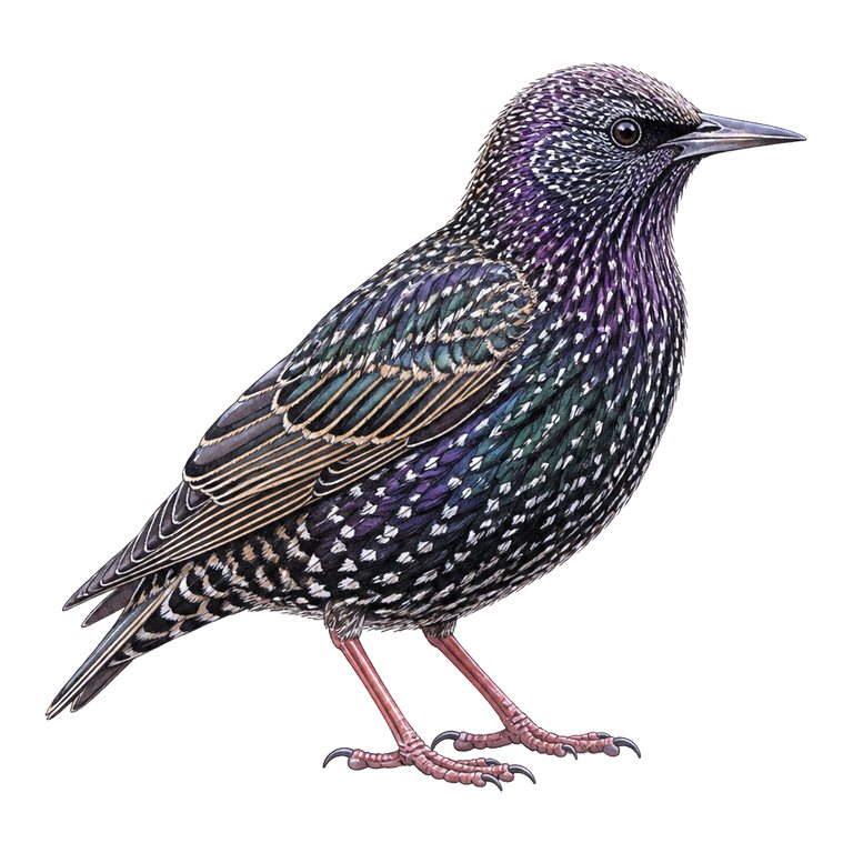 Illustration d’un seul Azores starling (Sturnus vulgaris granti) pour le répertoire des espèces des Açores