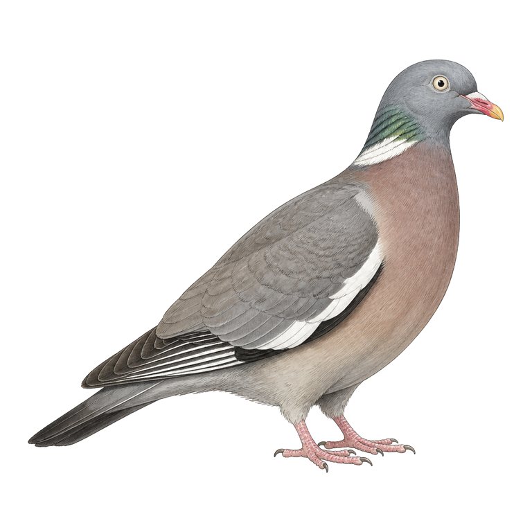 Illustration d’un seul Azores woodpigeon (Columba palumbus azorica) pour le répertoire des espèces des Açores