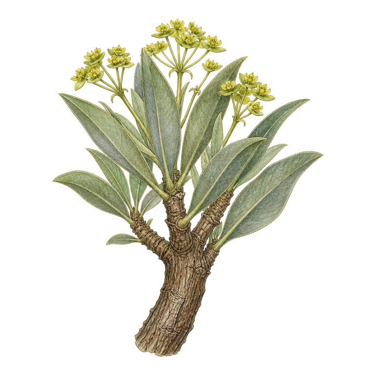 Illustration of a single Azores endemic — Euphorbia stygiana subsp. santamariae (Euphorbia stygiana subsp. santamariae) for the Azores species directory