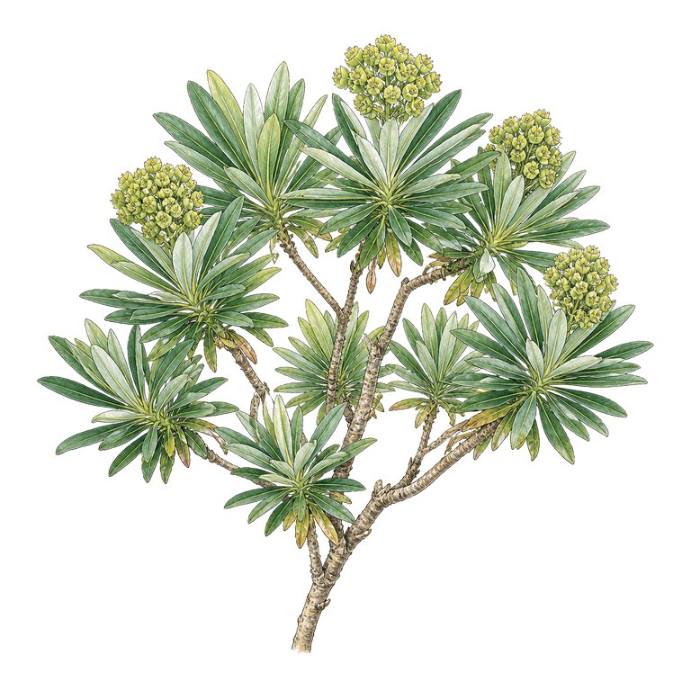 Illustration of a single Azores endemic — Euphorbia stygiana (Euphorbia stygiana) for the Azores species directory