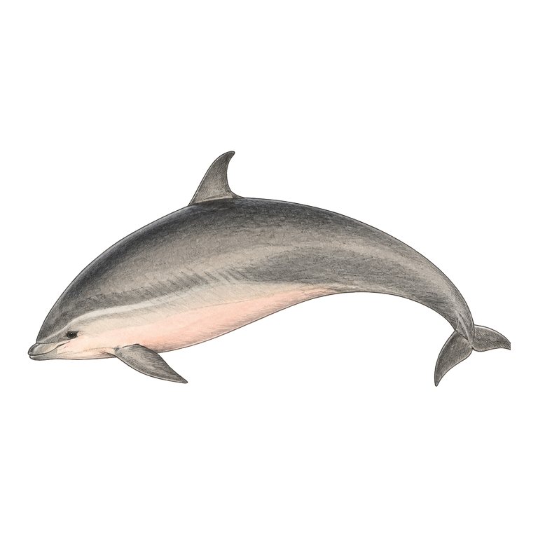 Illustratie van één Fraser's dolphin (Lagenodelphis hosei) voor de soortengids van de Azoren