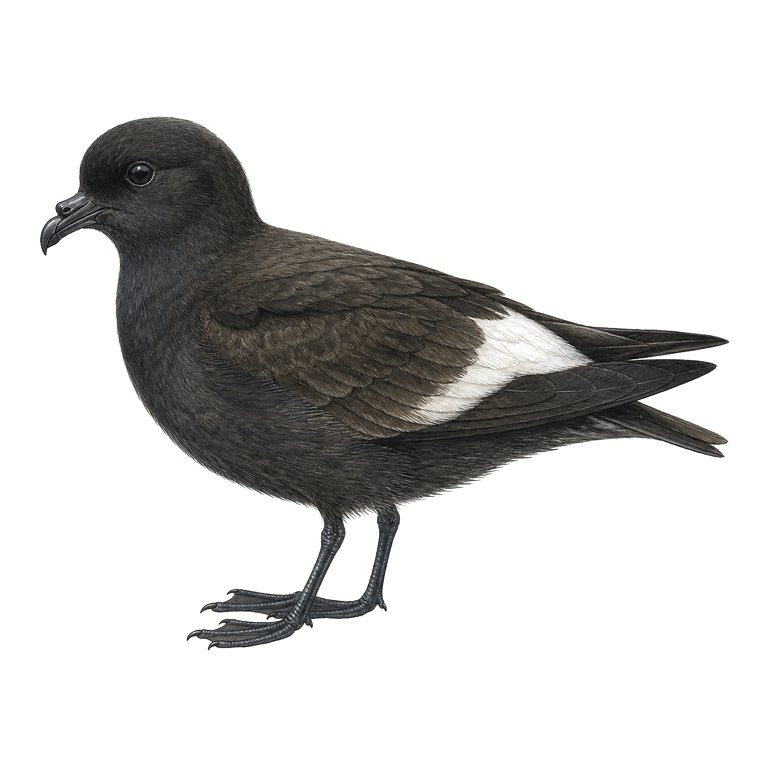 Illustration d’un seul Monteiro's storm petrel (Hydrobates monteiroi) pour le répertoire des espèces des Açores