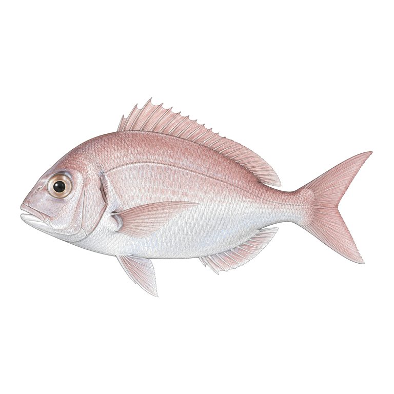 Illustration of a single Red porgy (Pagrus pagrus) for the Azores species directory